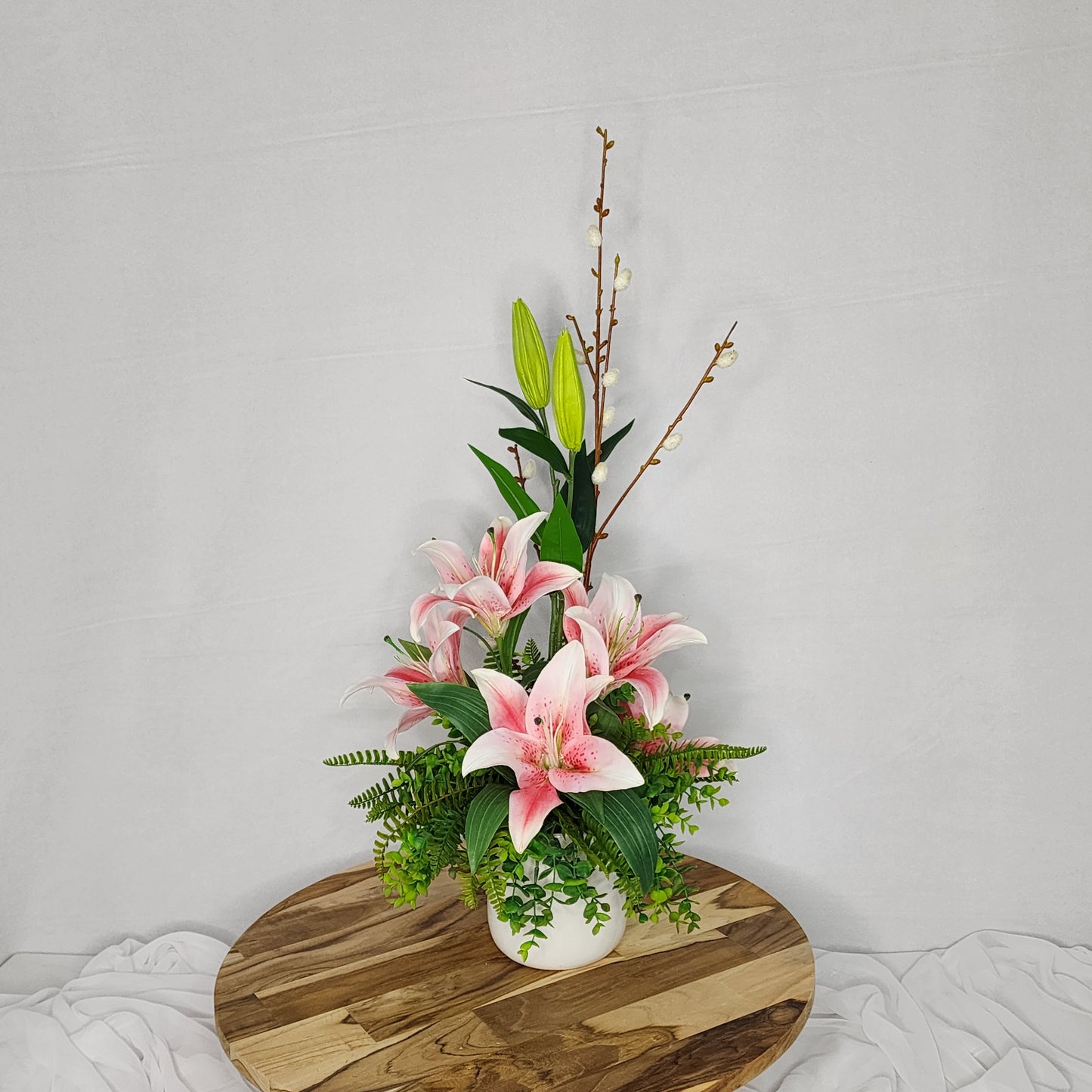 Oriental Lily Arrangement Small- Realistic Artificial Flowers