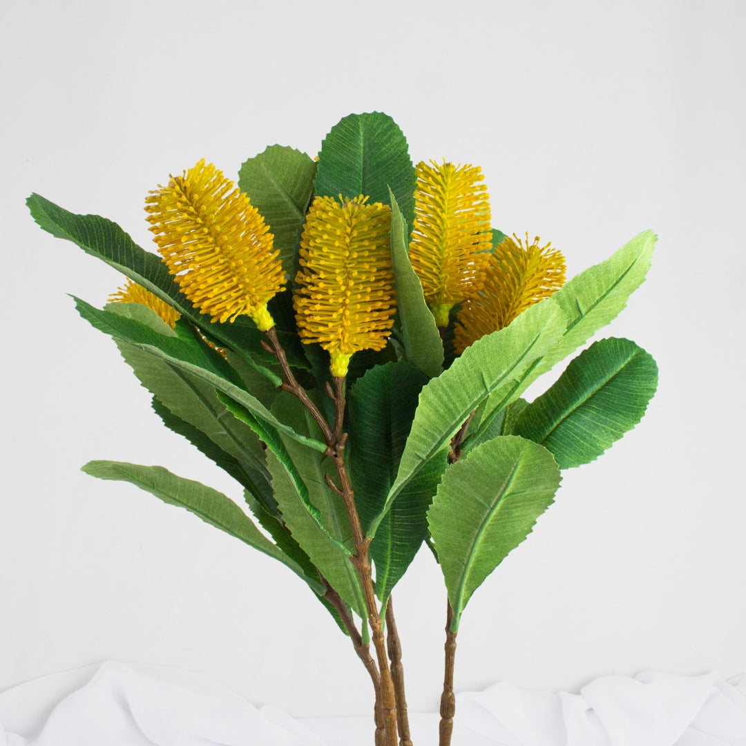 Banksia Spray Yellow - Realistic Artificial Flowers