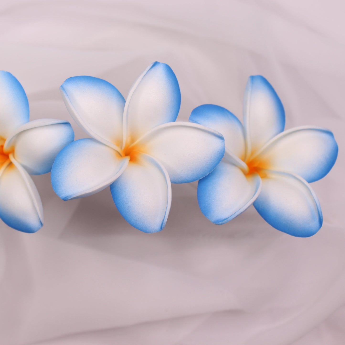 Small Blue and White Frangipani Real Touch 6cm Single Stem- Realistic Artificial Flowers
