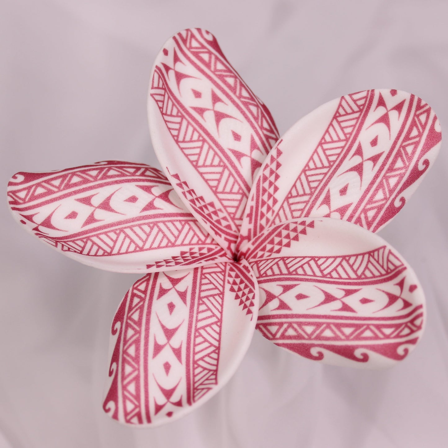 White and Red Tribal Tattoo Frangipani Real Touch 11cm Single Stem- Realistic Artificial Flowers