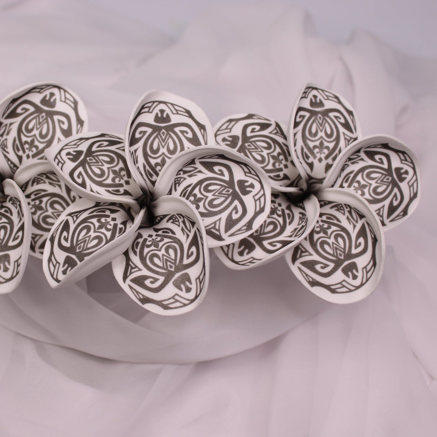White and Black Turtle Tattoo Frangipani Real Touch 9cm Single Stem- Realistic Artificial Flowers