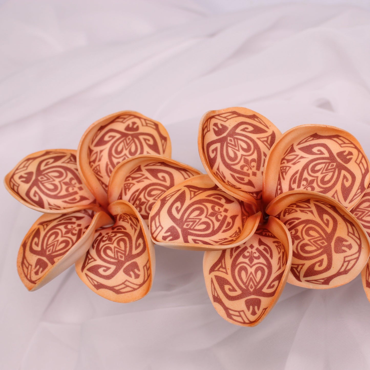 Light Orange Turtle Tattoo Frangipani Real Touch 9cm Single Stem- Realistic Artificial Flowers