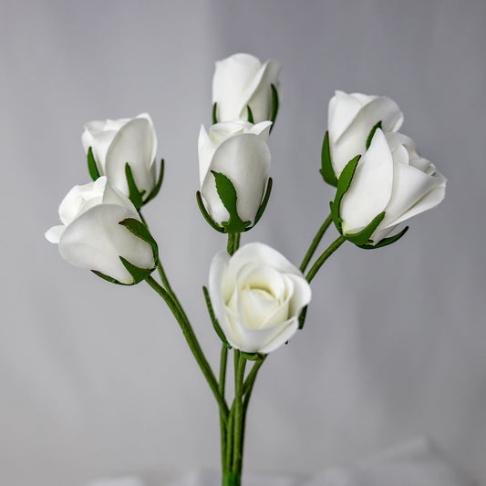 artificial white velveeten rose buds