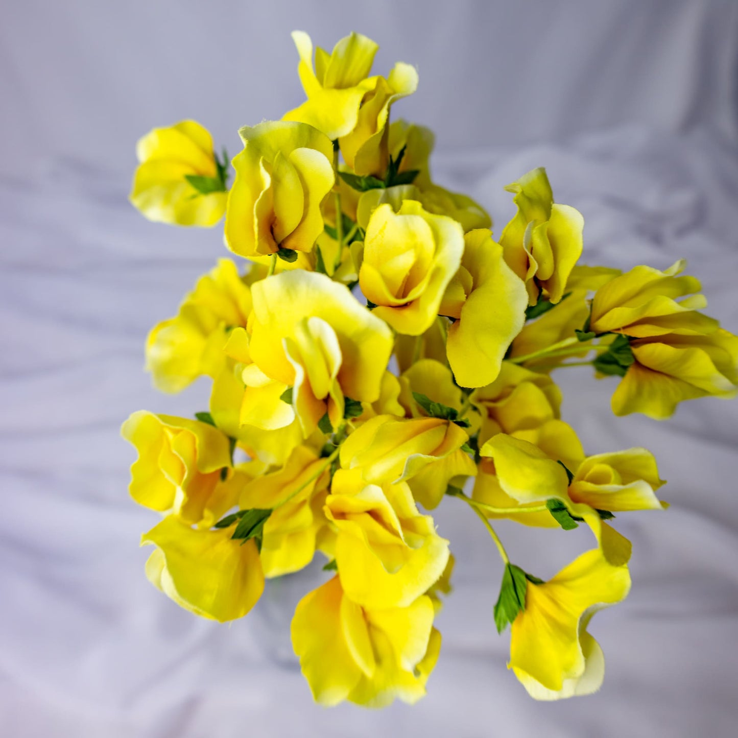  artificial yellow sweet pea top view