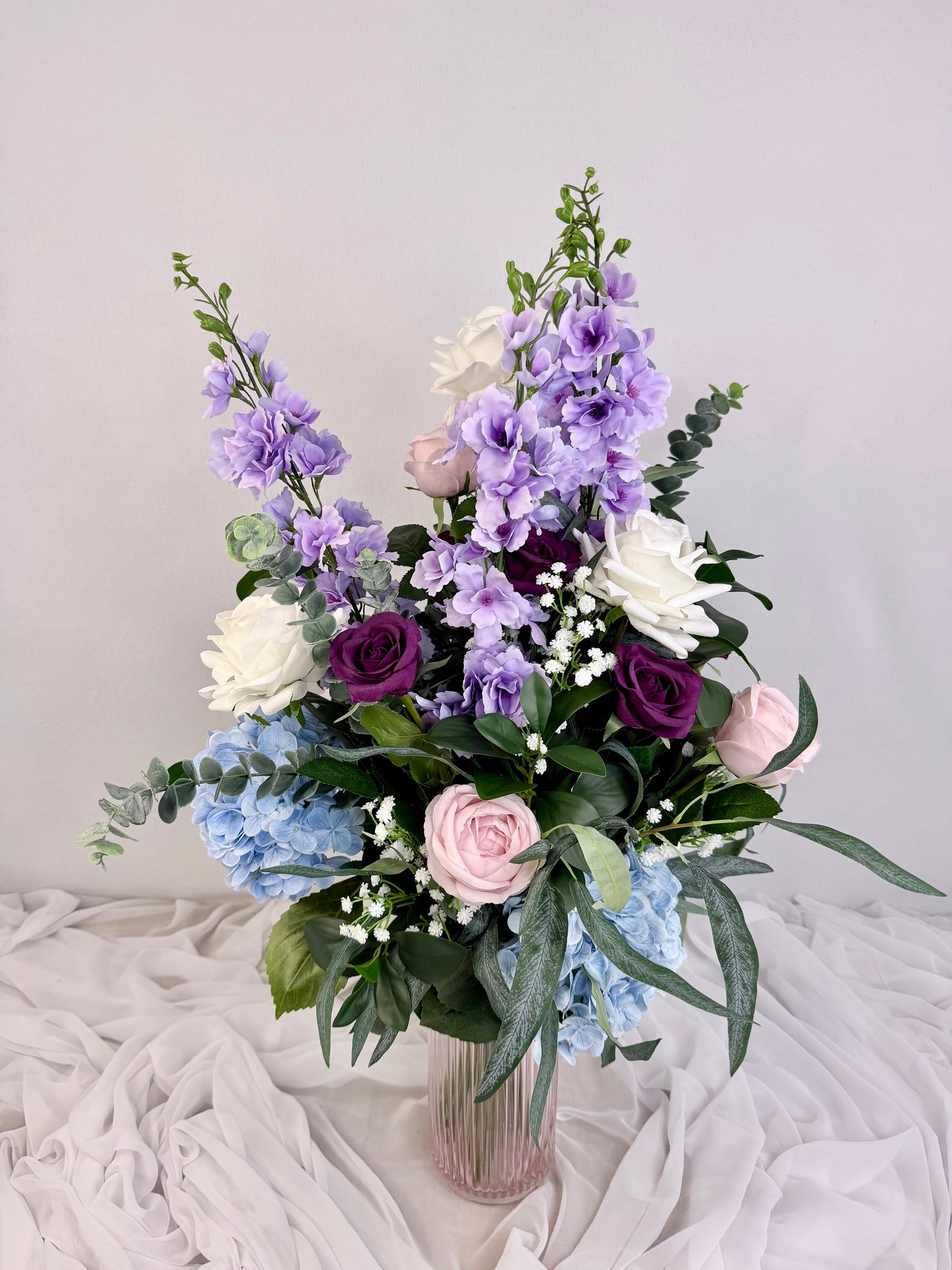 Lavender and Blue Real Touch Bouquet of Flowers.