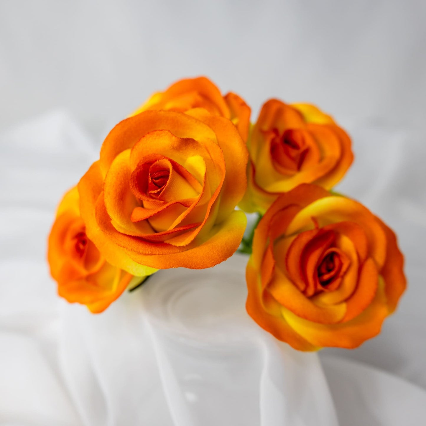 artificial Orange Velveteen Bloom roses top view