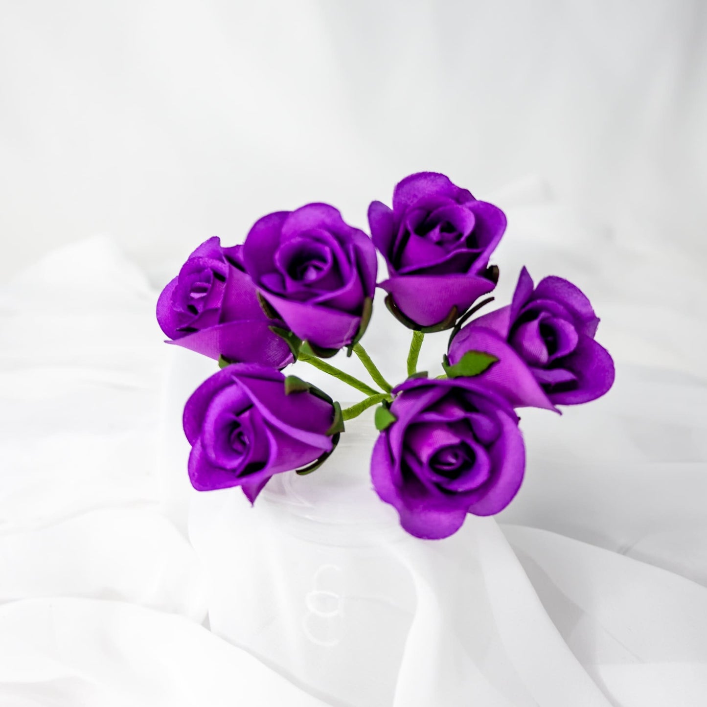 artificial Purple Velveteen rose Buds top view