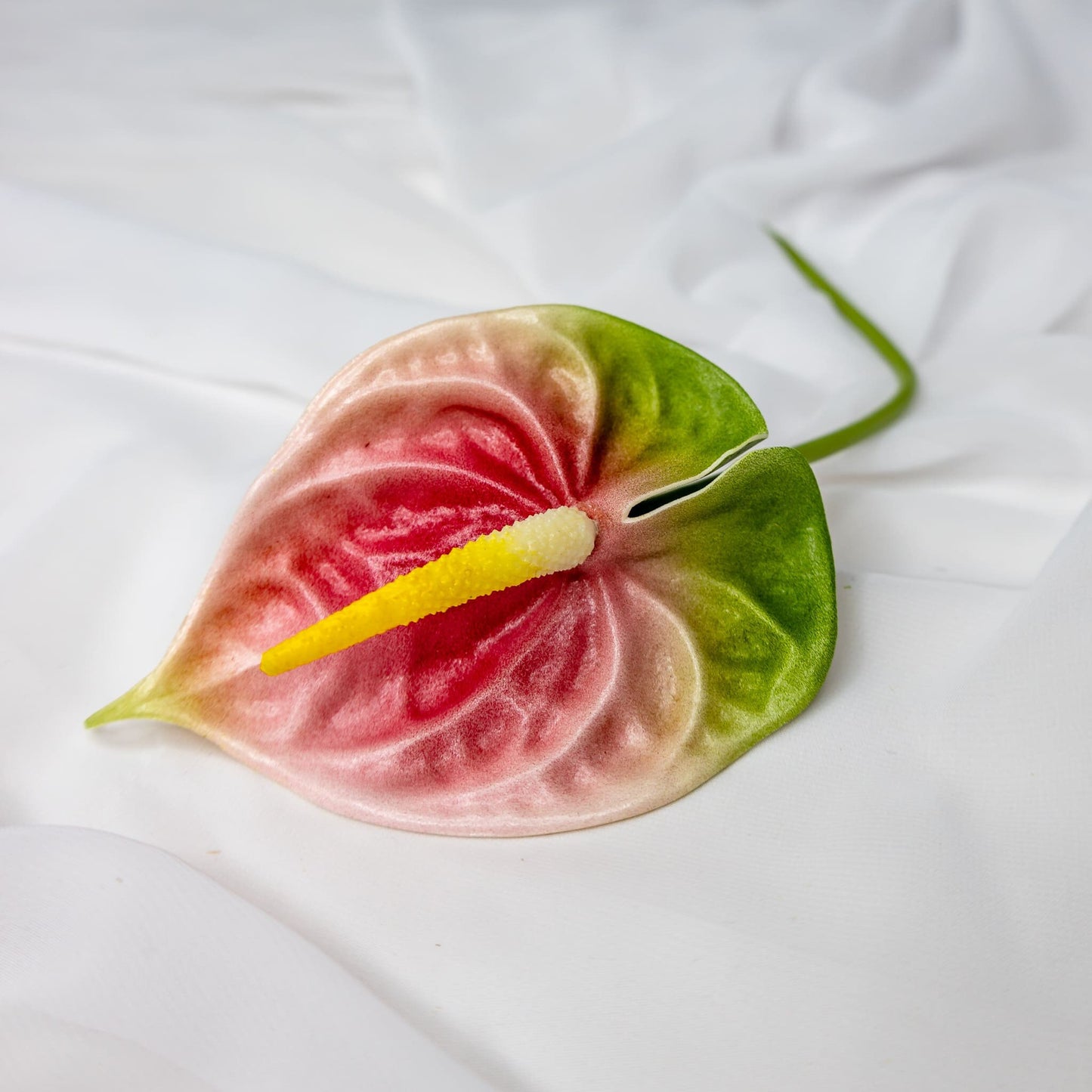 Pink/Green Small Anthurium - Realistic Artificial Flowers