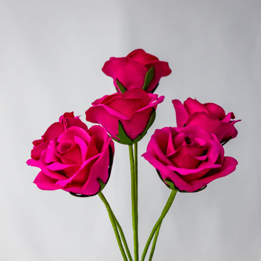 artificial Solid Fuschia Velveteen Bloom roses