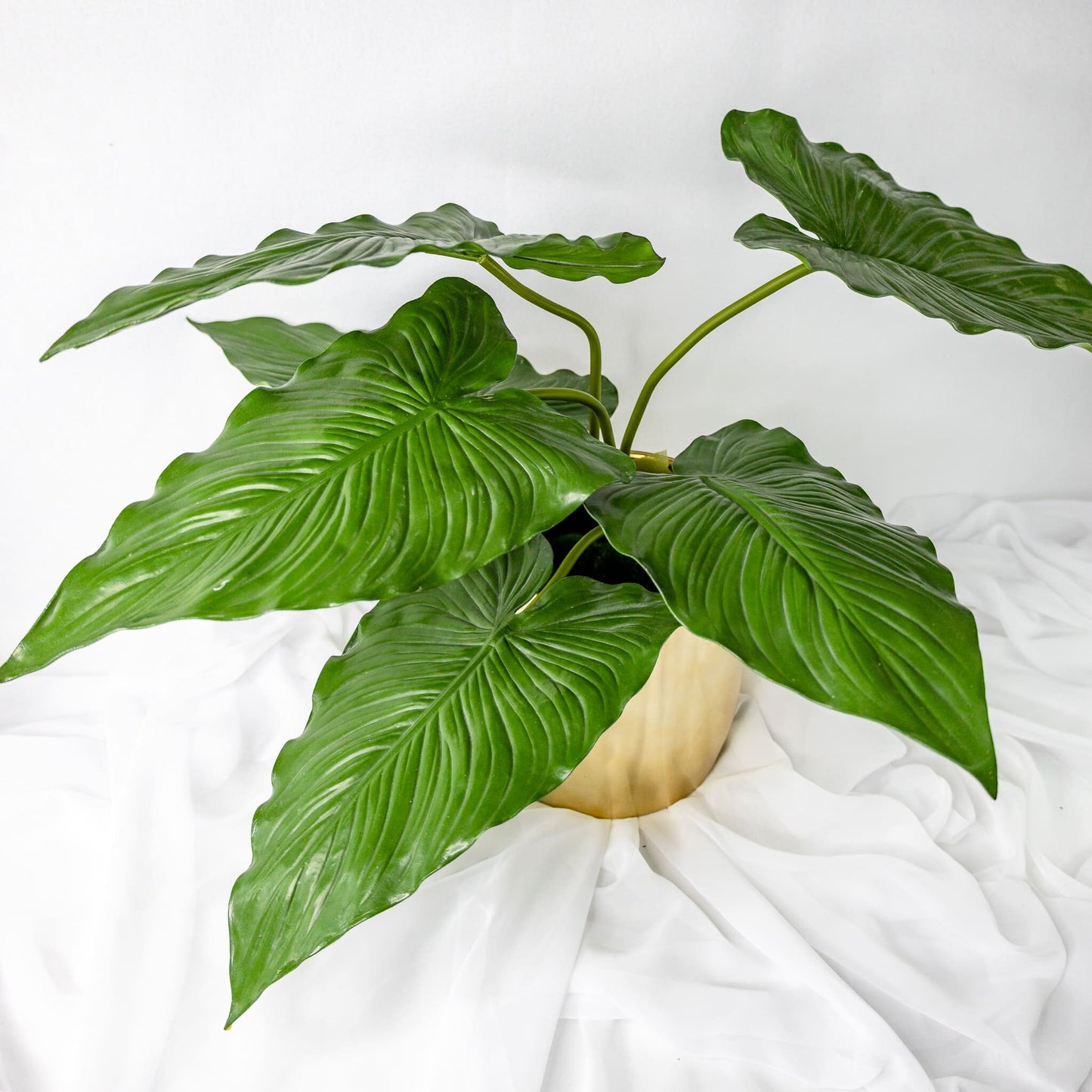 artificial Large Calla Leaves in gold vase