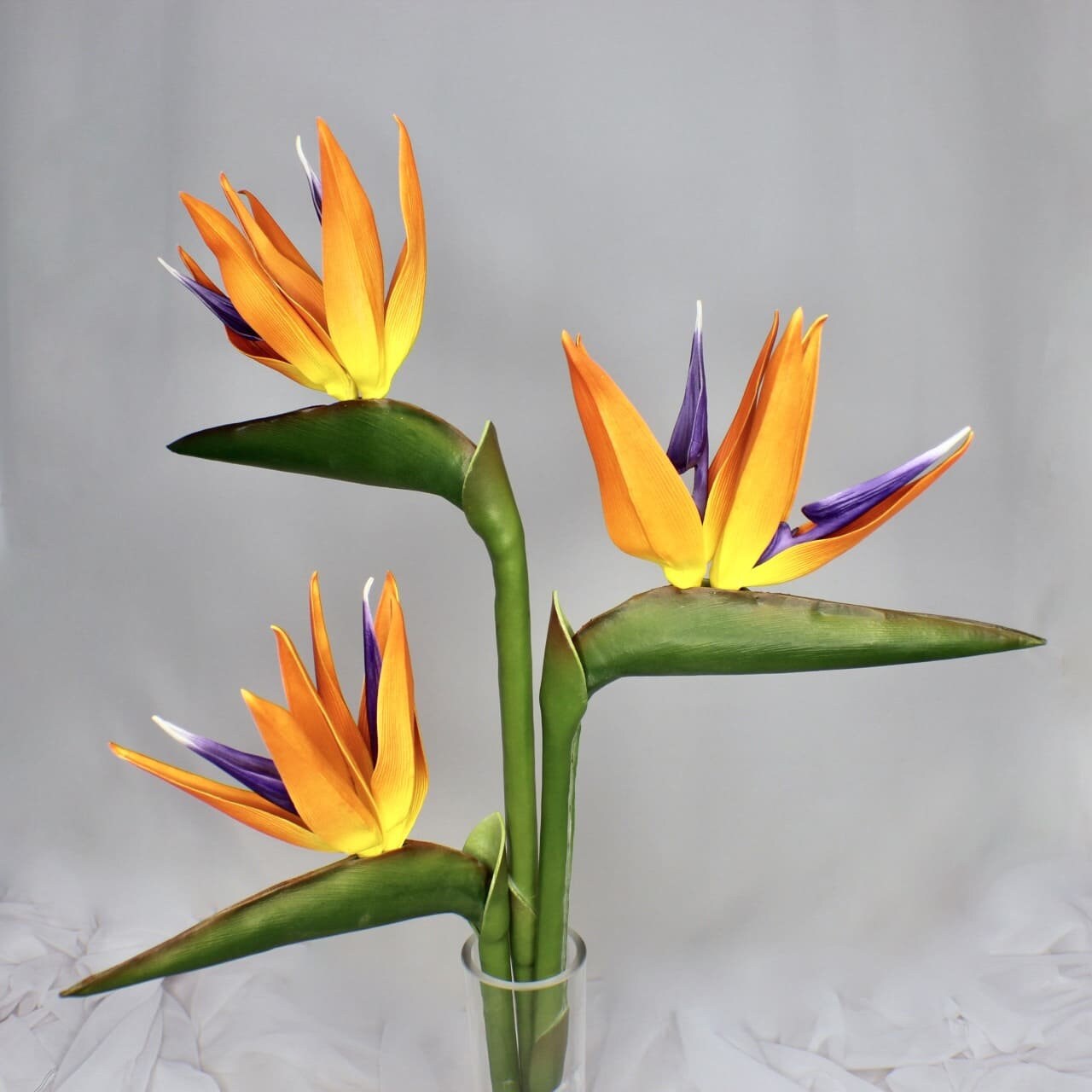 artificial Bird of Paradise in glass vase