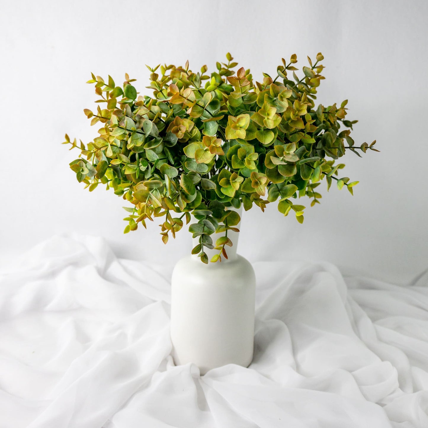 artificial Gold Short Mini Gum Green in white vase