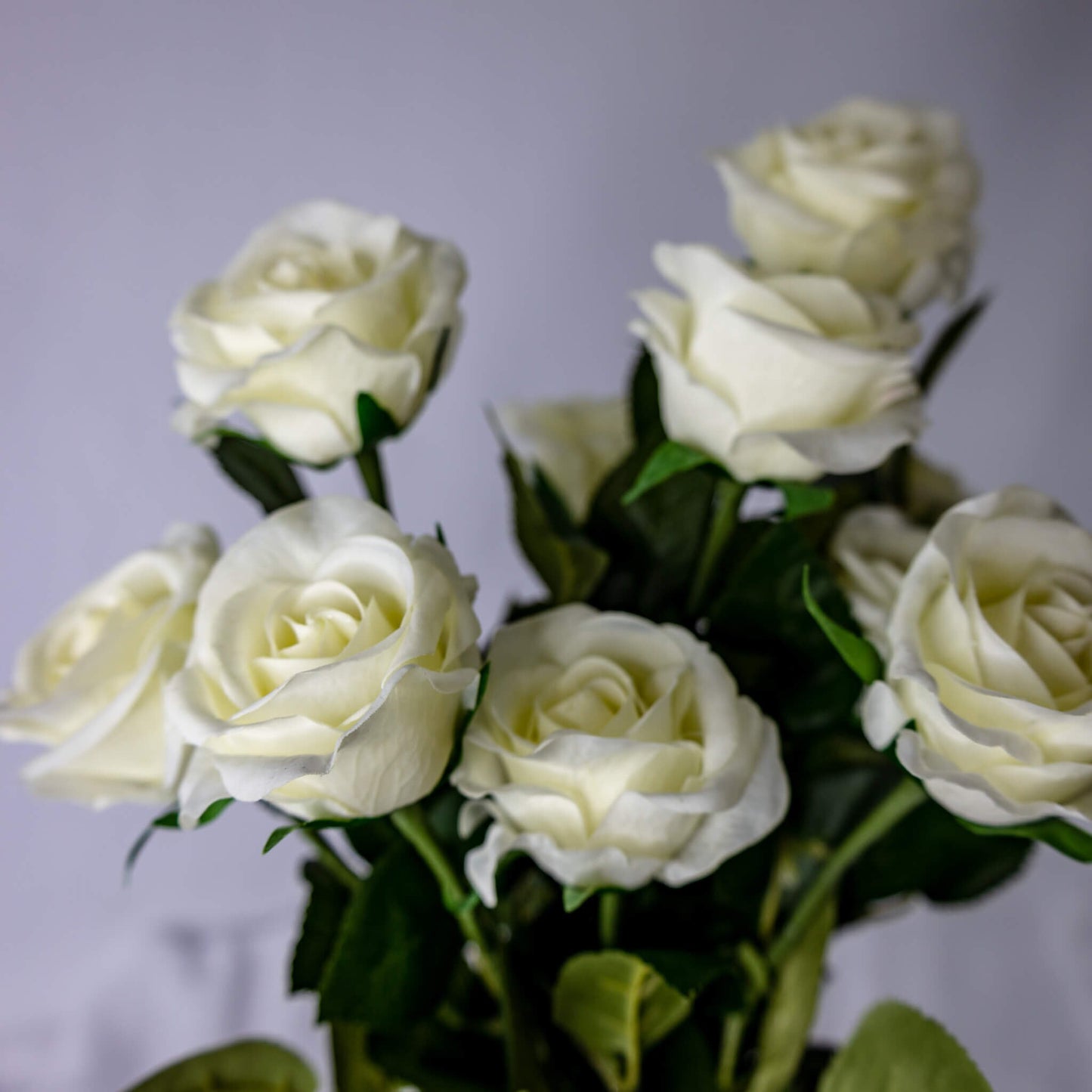 artificial Bridal White Real Touch Half bloom Roses