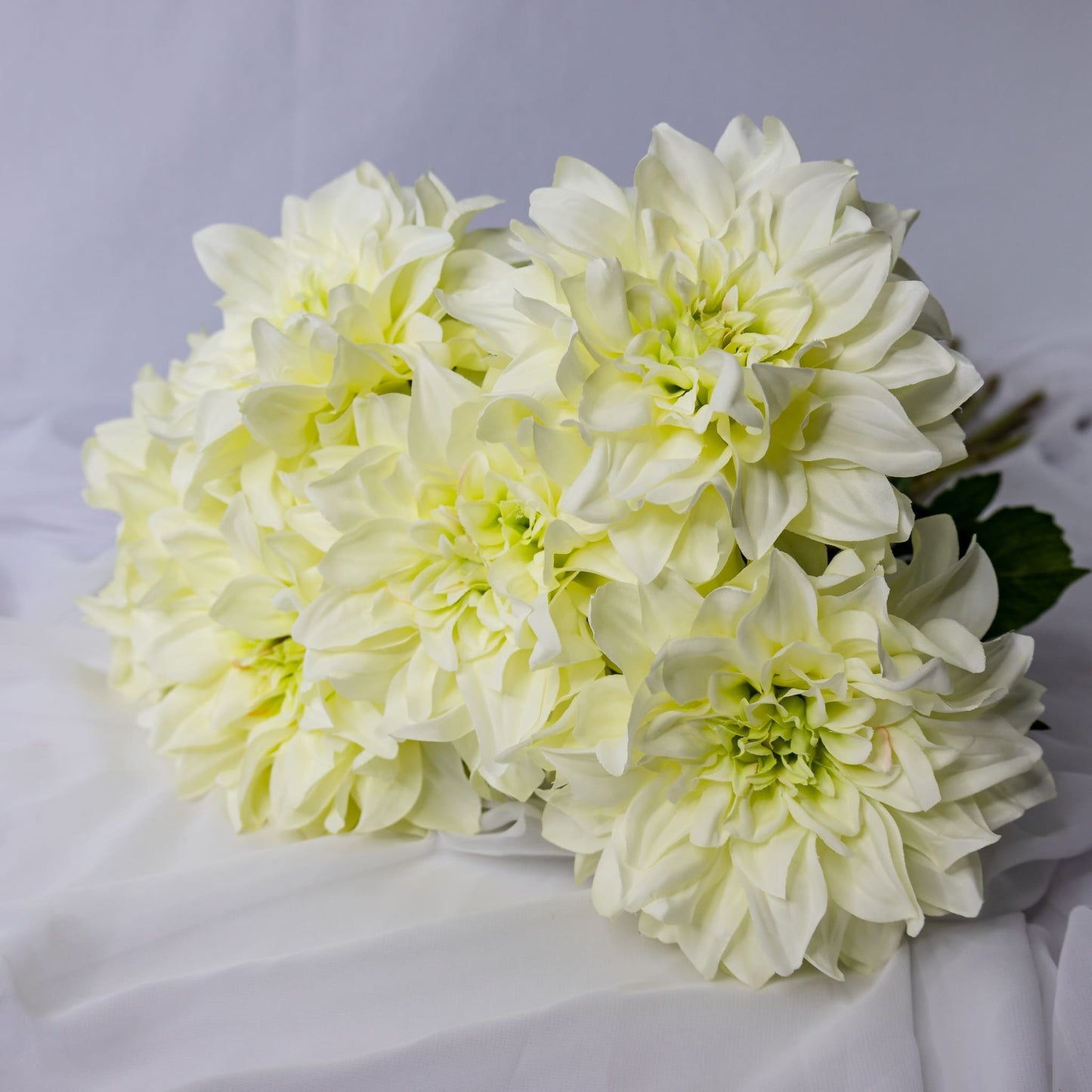 White Dahlia Bloom - Realistic Artificial Flowers