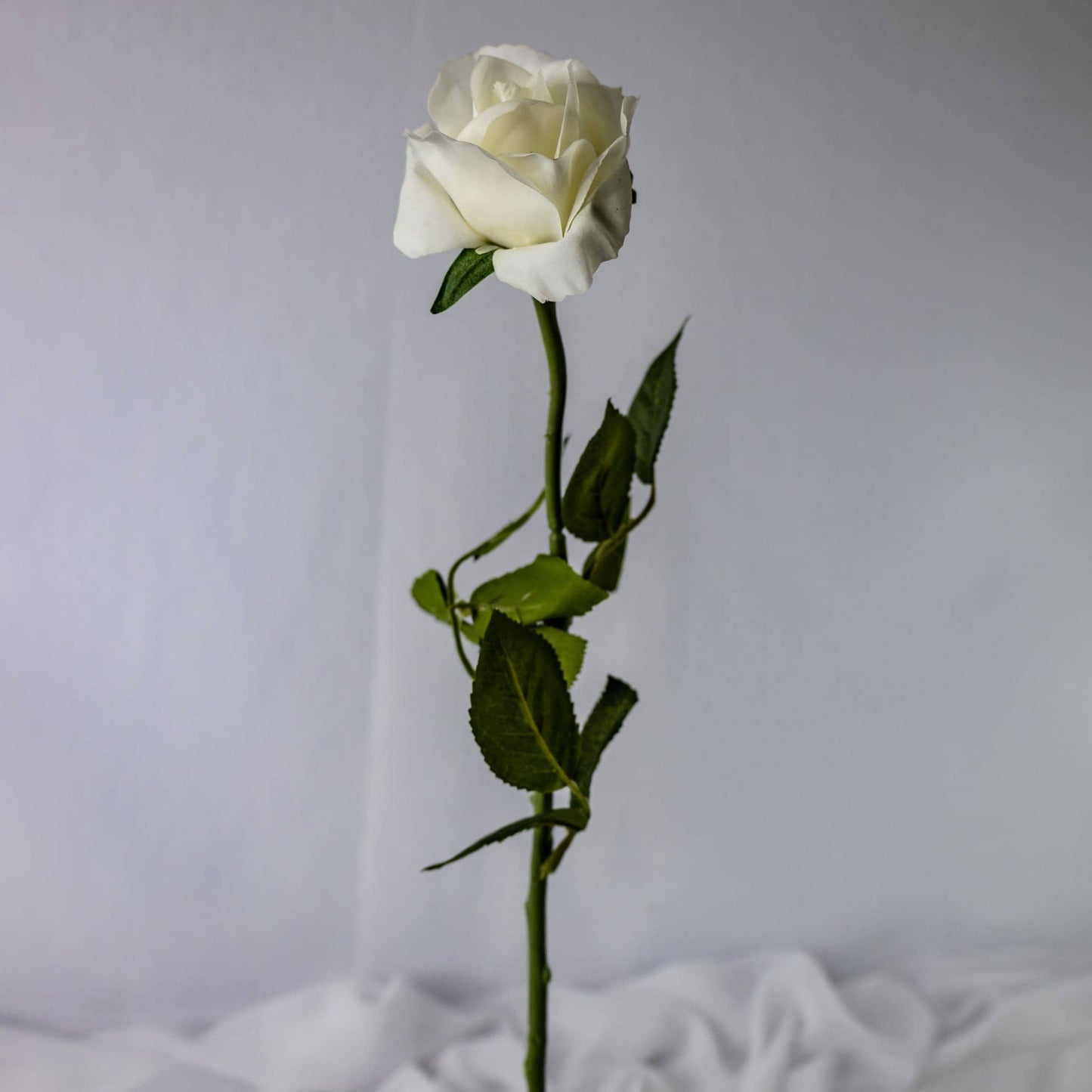 artificial white open bloom rose
