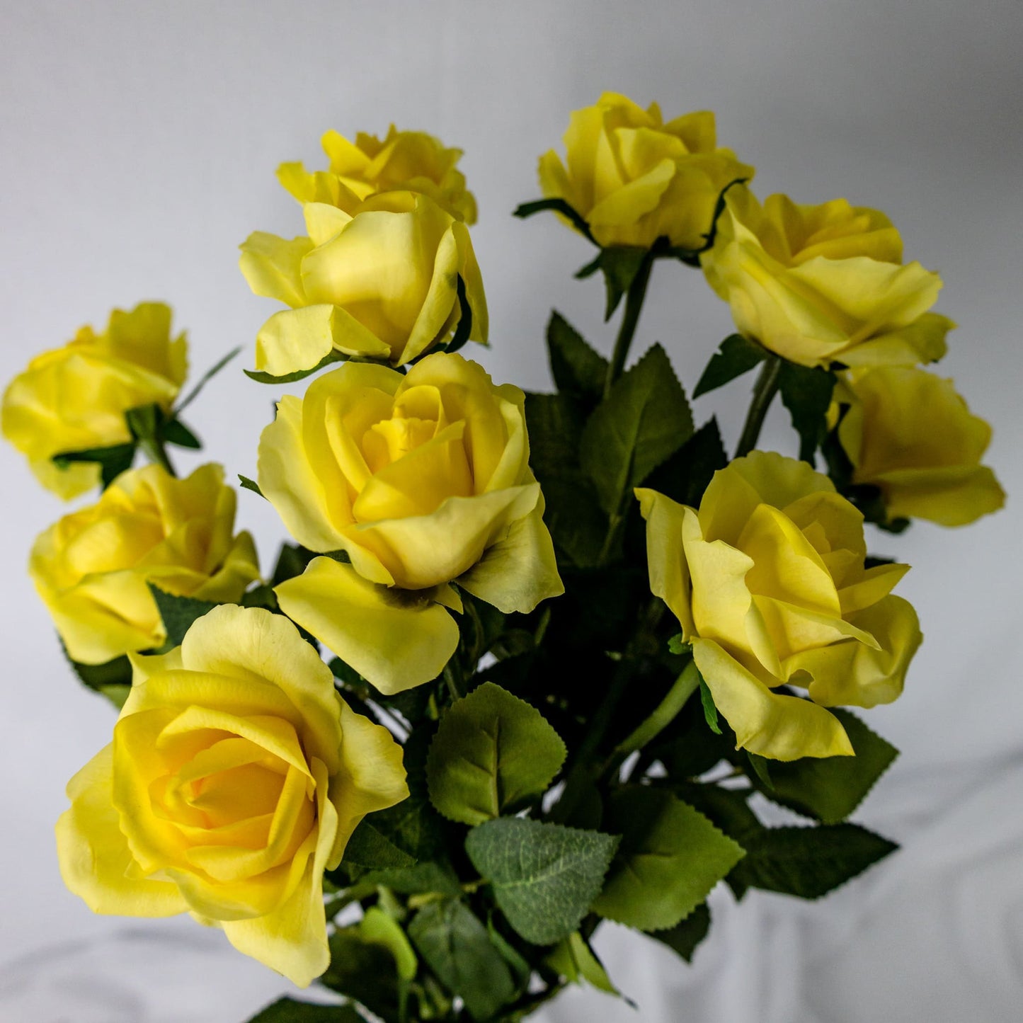 Yellow Real Touch open bloom Roses closer look