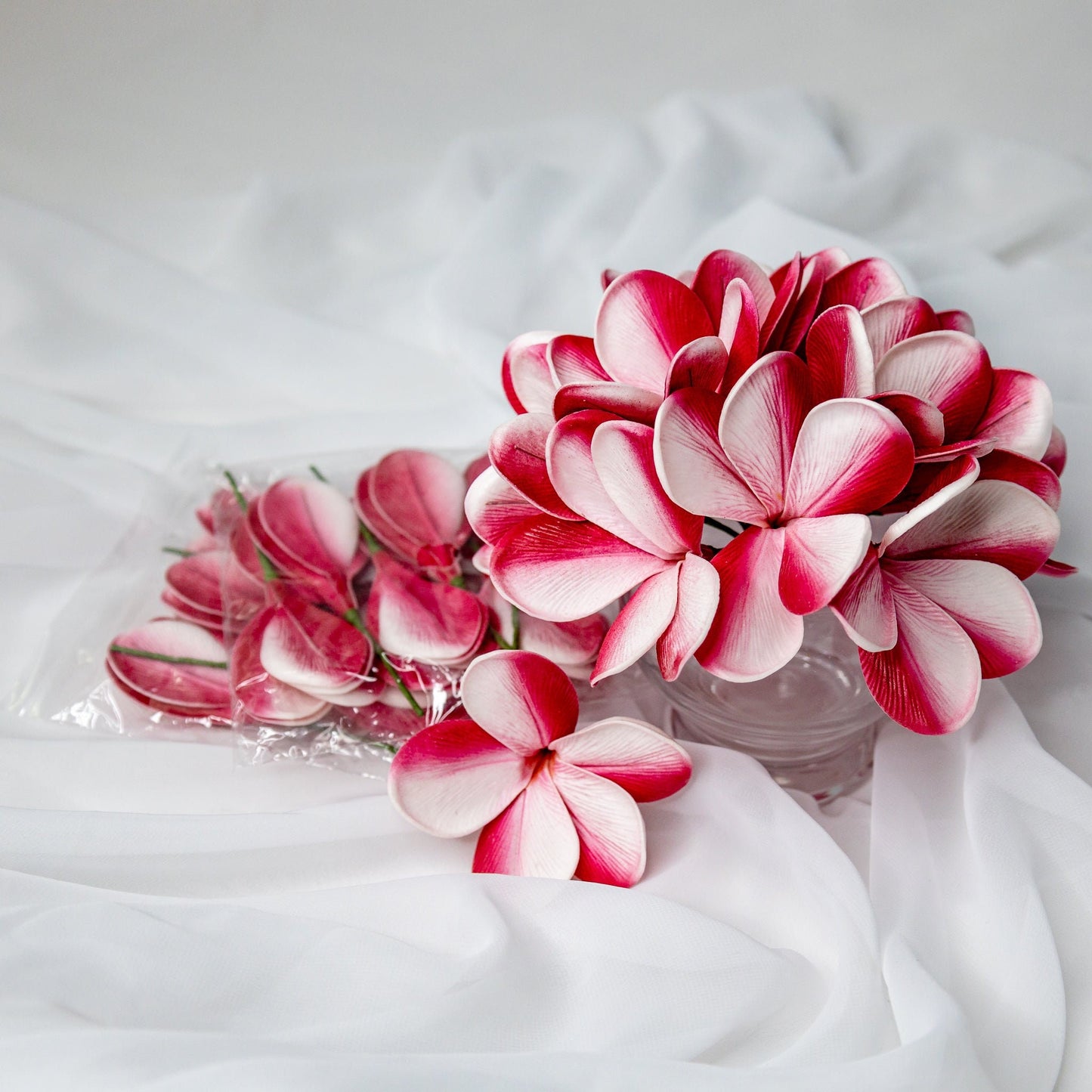 Candy Stripe Frangipani Flowerhead - Realistic Artificial Flowers