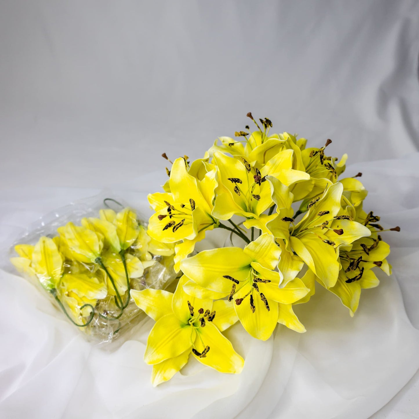 Yellow Asiatic Lily Flowerhead - Realistic Artificial Flowers