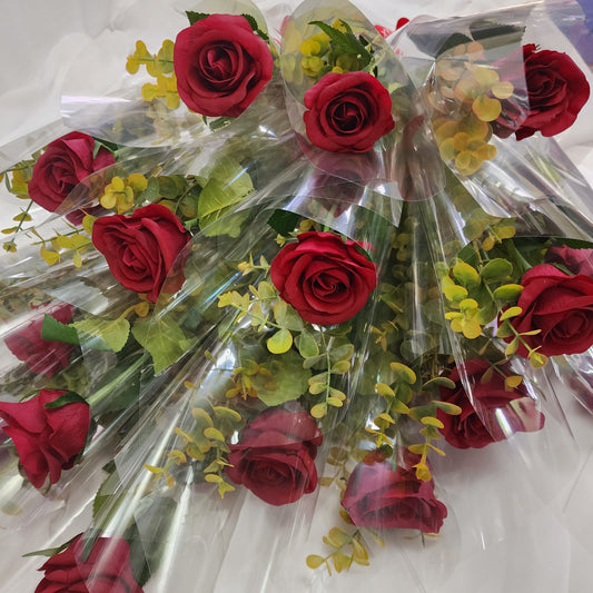 Gift Wrapped, Single, Real Touch, Red Rose - Realistic Artificial Flowers