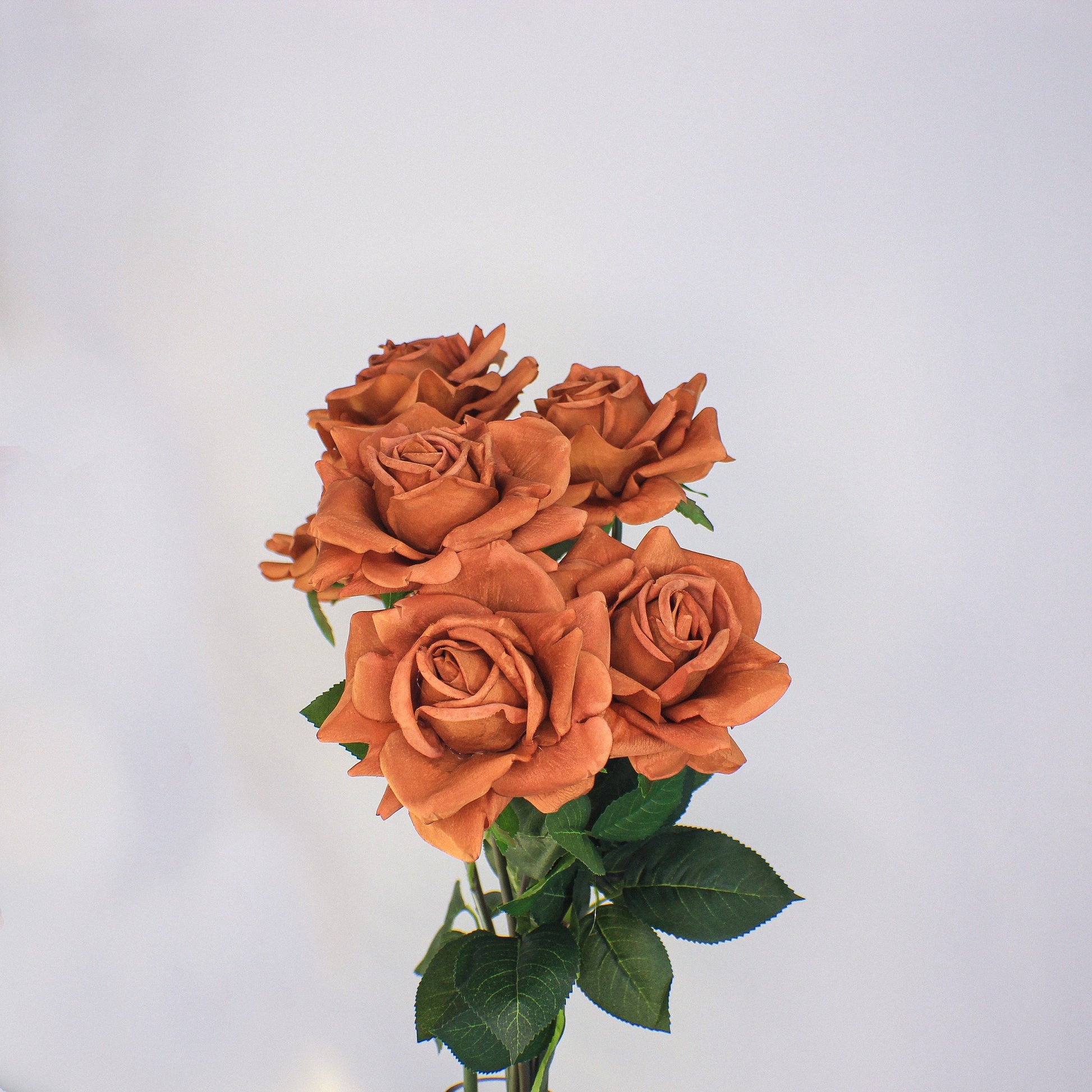 Rust Real Touch Full Bloom Rose - Realistic Artificial Flowers