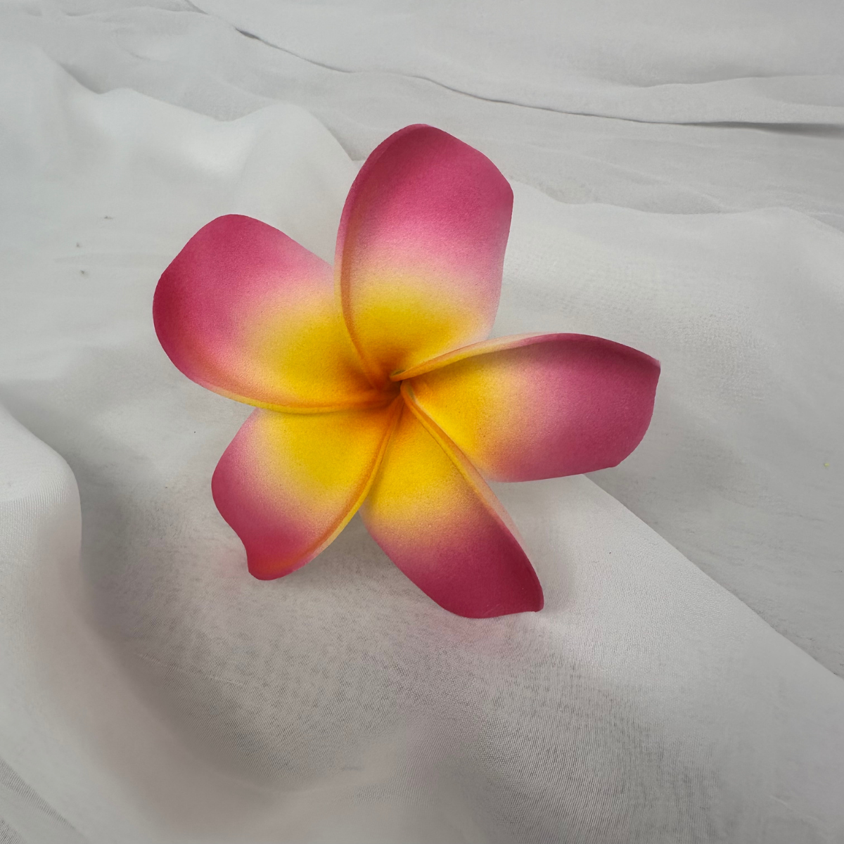 Pink & Yellow Frangipani Flower Heads Single Stem 8.5cm – Realistic Artificial Flowers