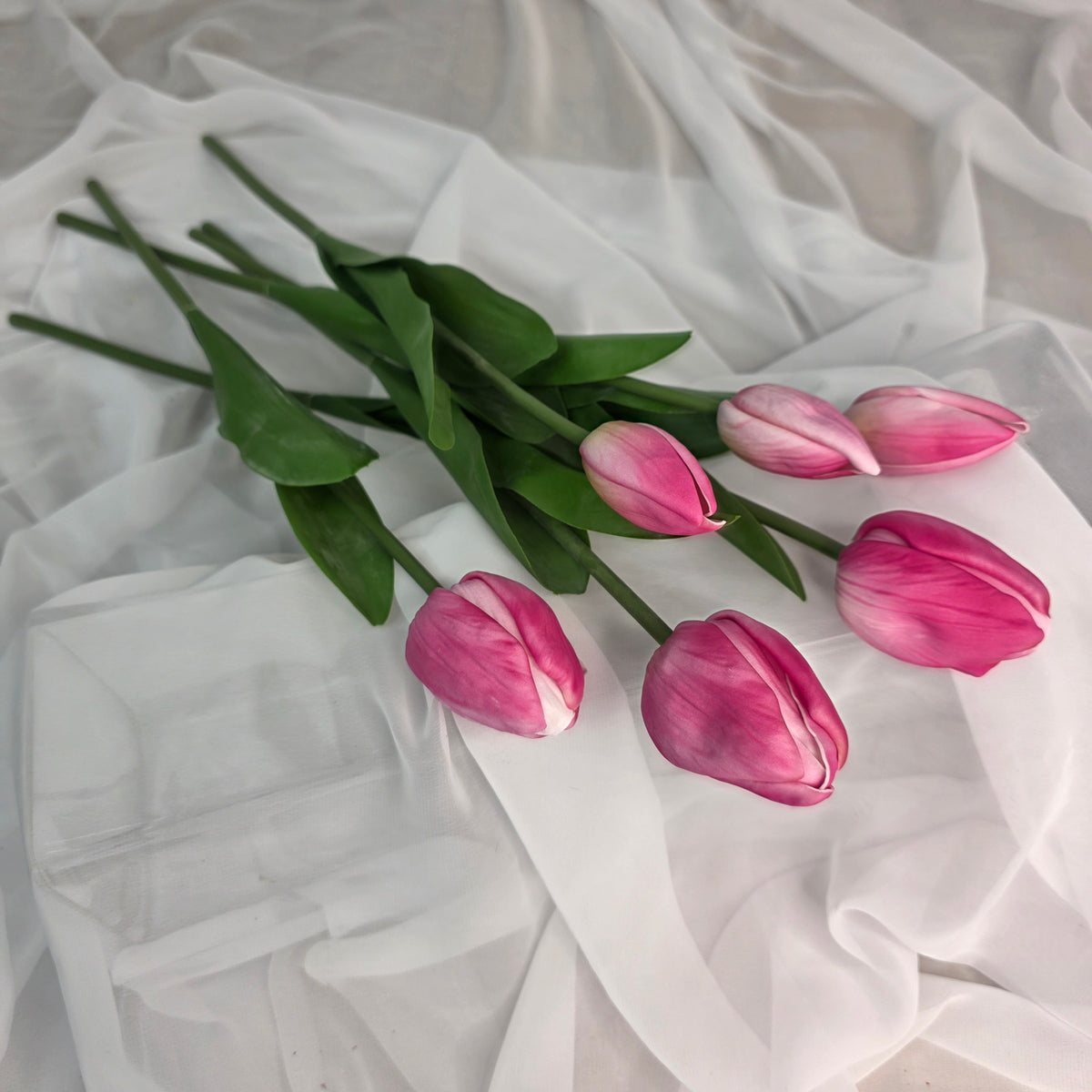 Pink Tulip Real Touch Bud and Bloom -Realistic Artificial Flowers