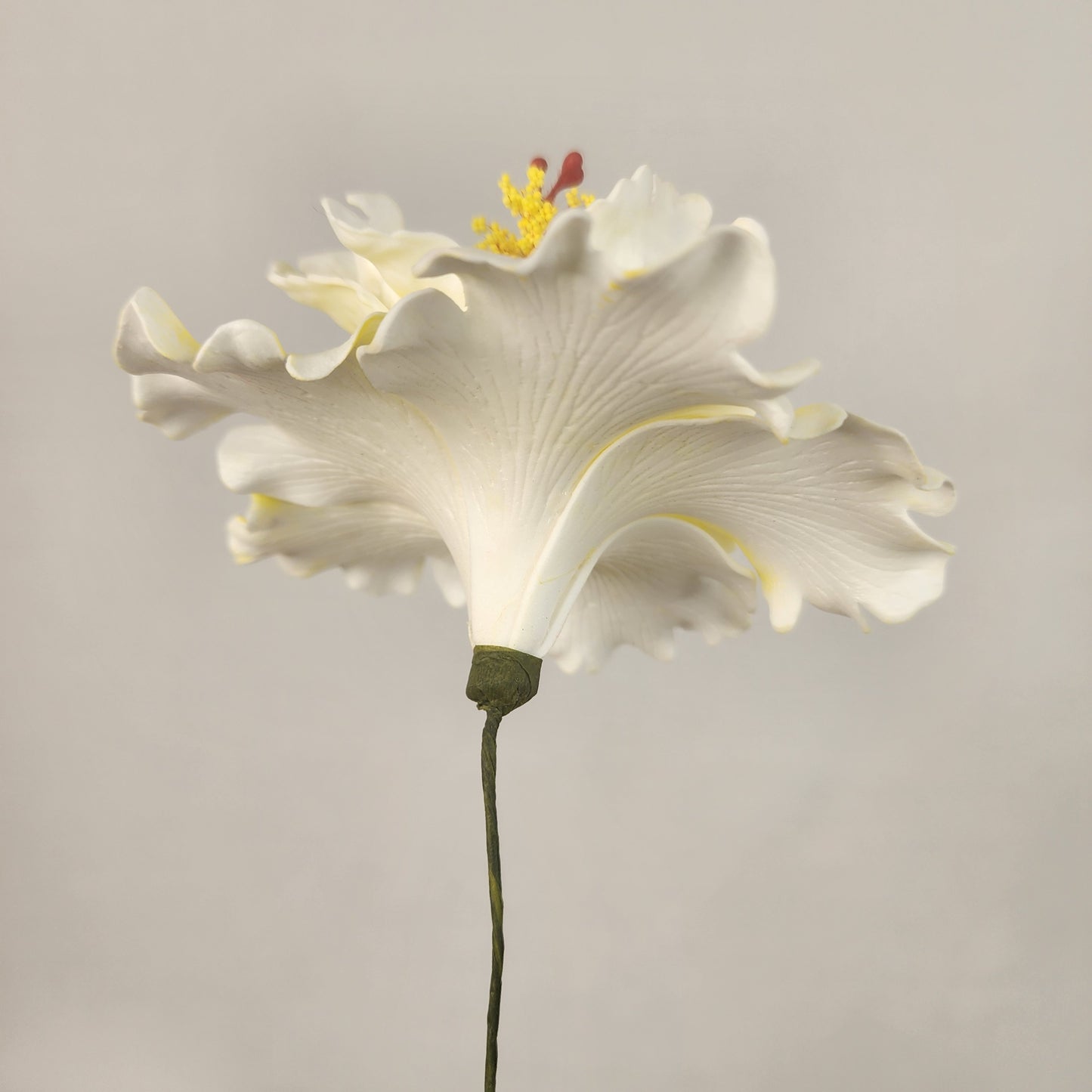 White /Yellow Double Hibiscus 11cm- Realistic artificial Flowers