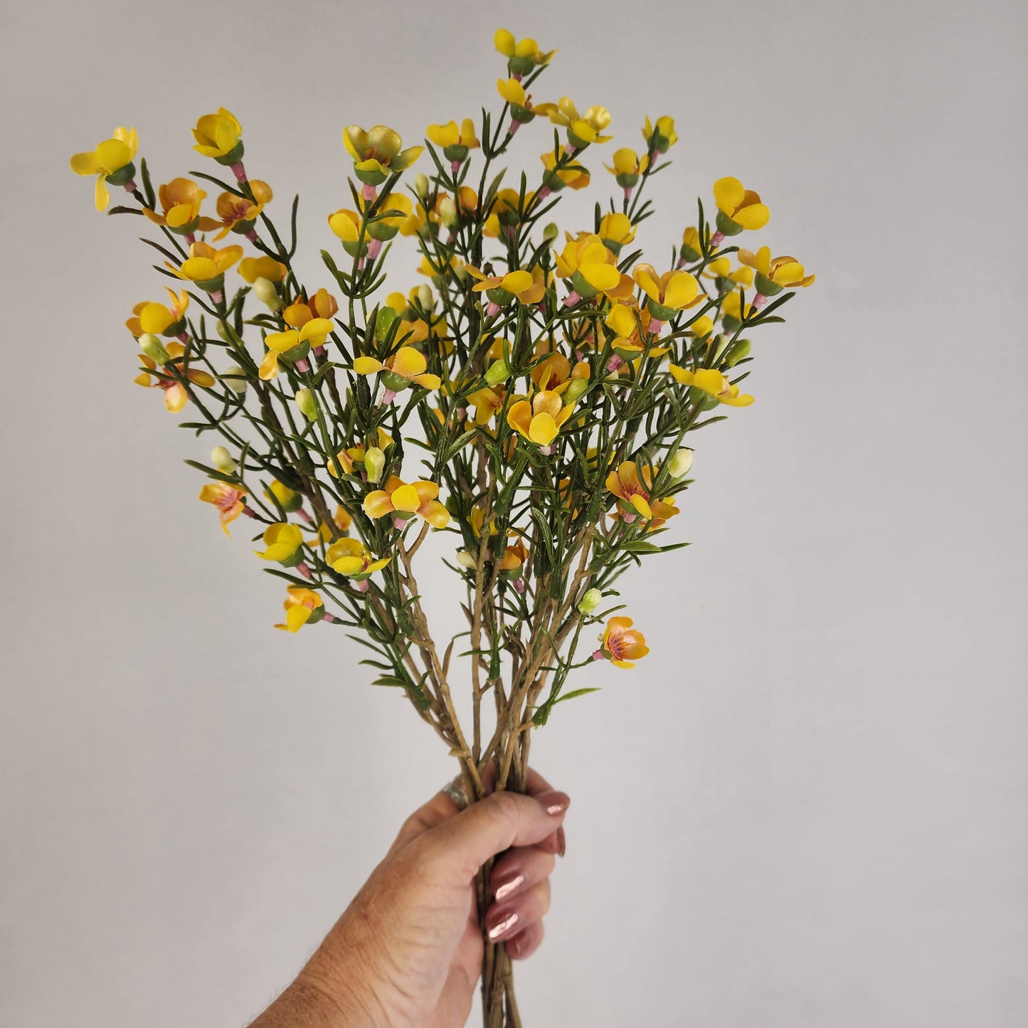 Wax Flower Spray Yellow - Realistic Artificial Flowers