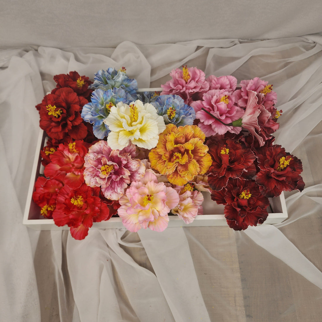 Tropical Hibiscus & Frangipani Blooms – Perfect for Crafts, Headpieces & Cake Decor