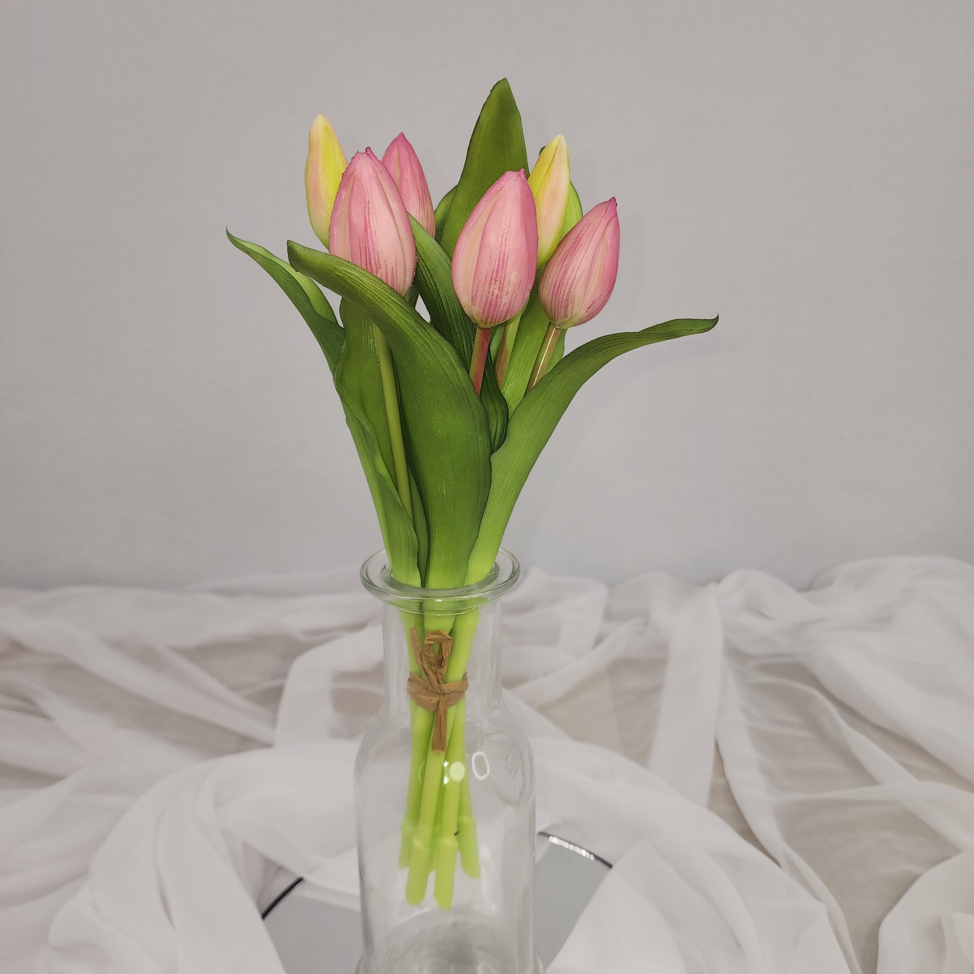 Pink Real Touch Tulip Bunch - Realistic Artificial Flowers