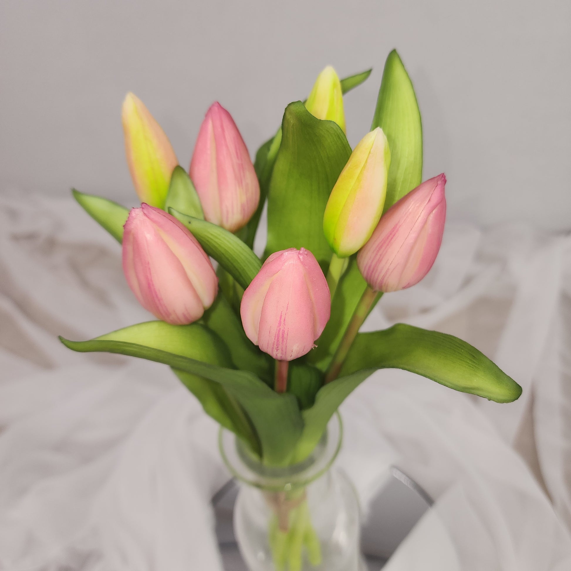 Pink Real Touch Tulip Bunch - Realistic Artificial Flowers