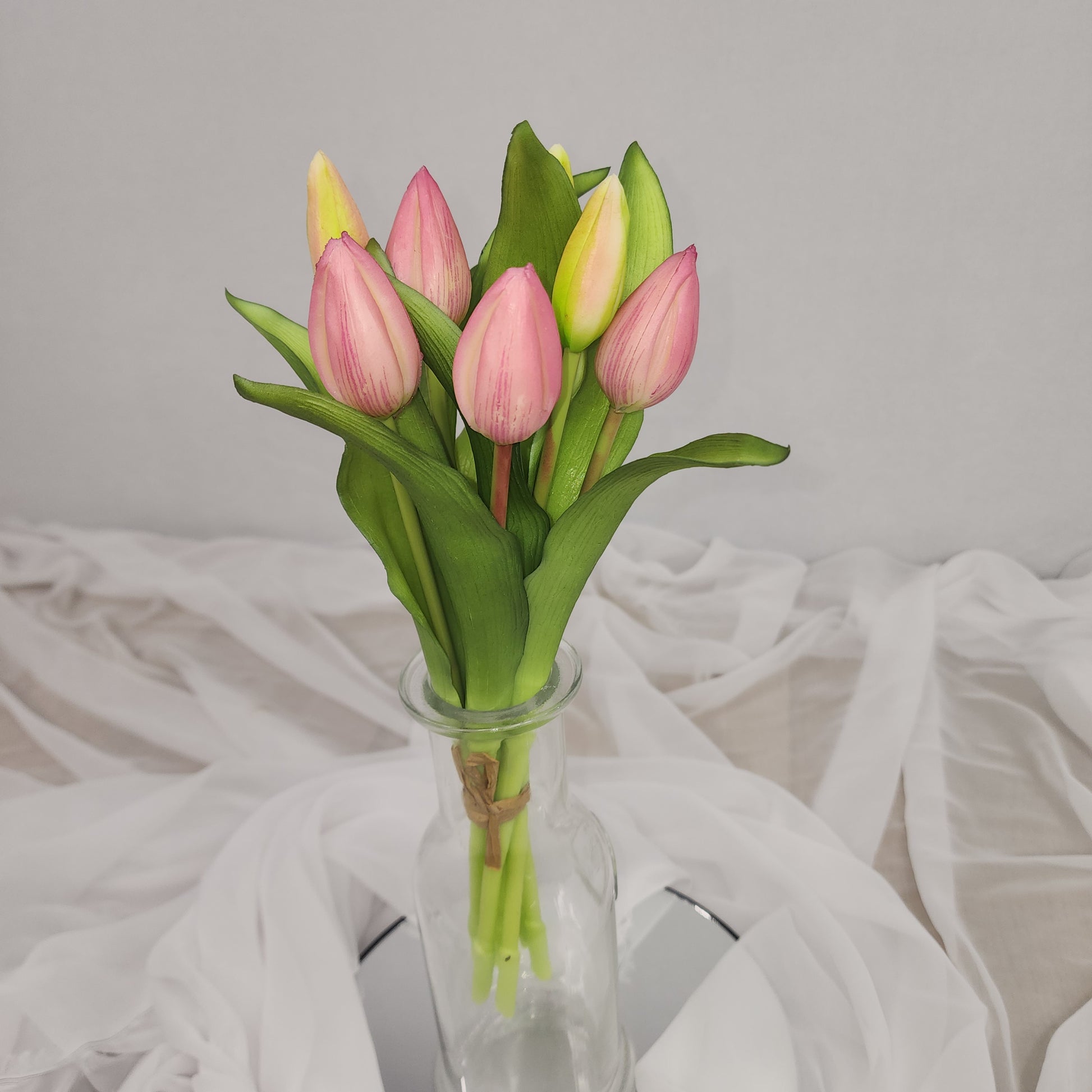 Pink Real Touch Tulip Bunch - Realistic Artificial Flowers