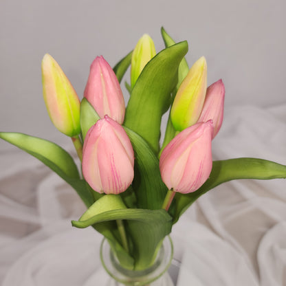 Pink Real Touch Tulip Bunch - Realistic Artificial Flowers
