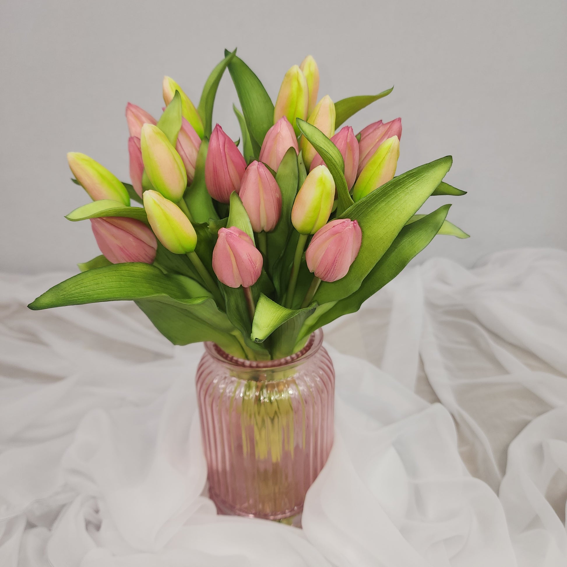 Pink Real Touch Tulip Bunch - Realistic Artificial Flowers