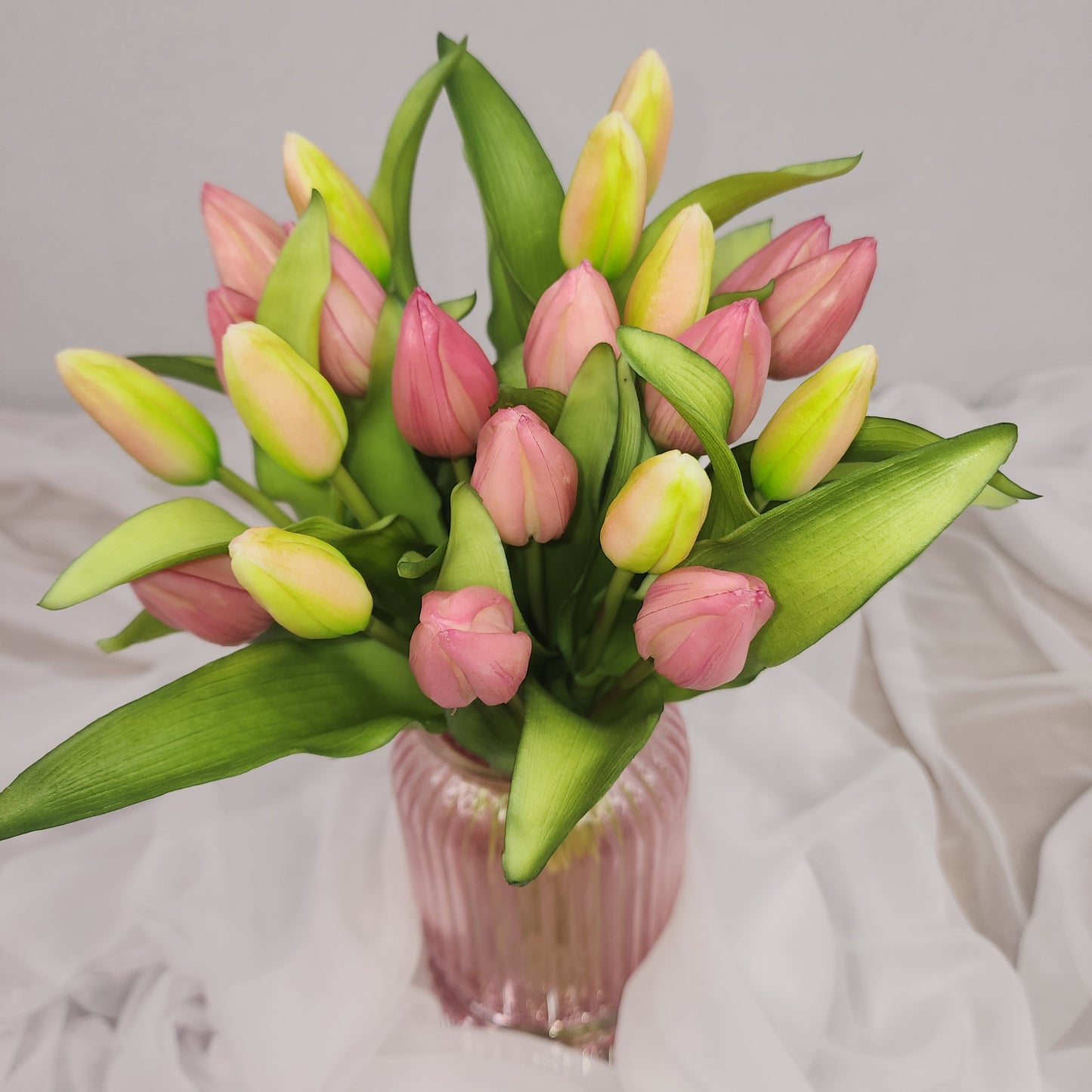 Pink Real Touch Tulip Bunch - Realistic Artificial Flowers