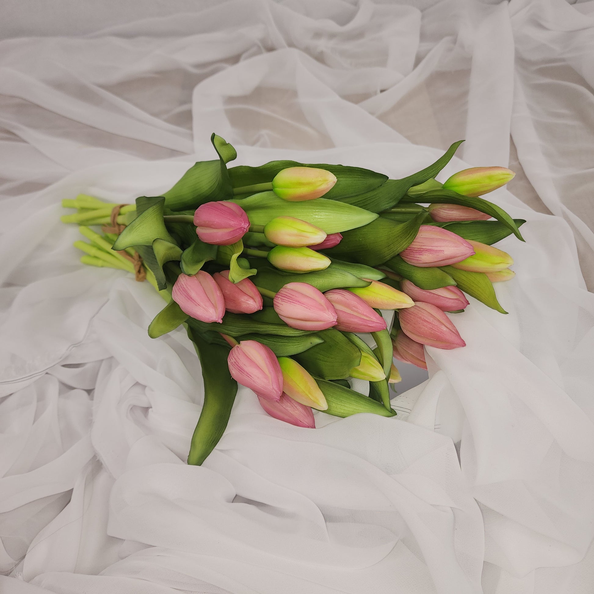 Pink Real Touch Tulip Bunch - Realistic Artificial Flowers