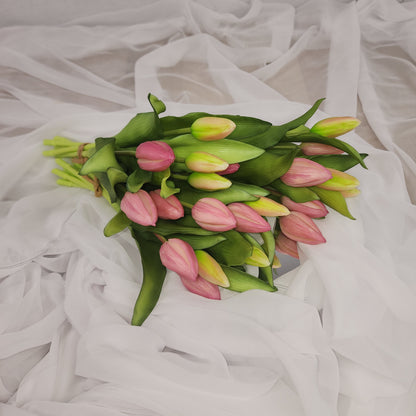 Pink Real Touch Tulip Bunch - Realistic Artificial Flowers