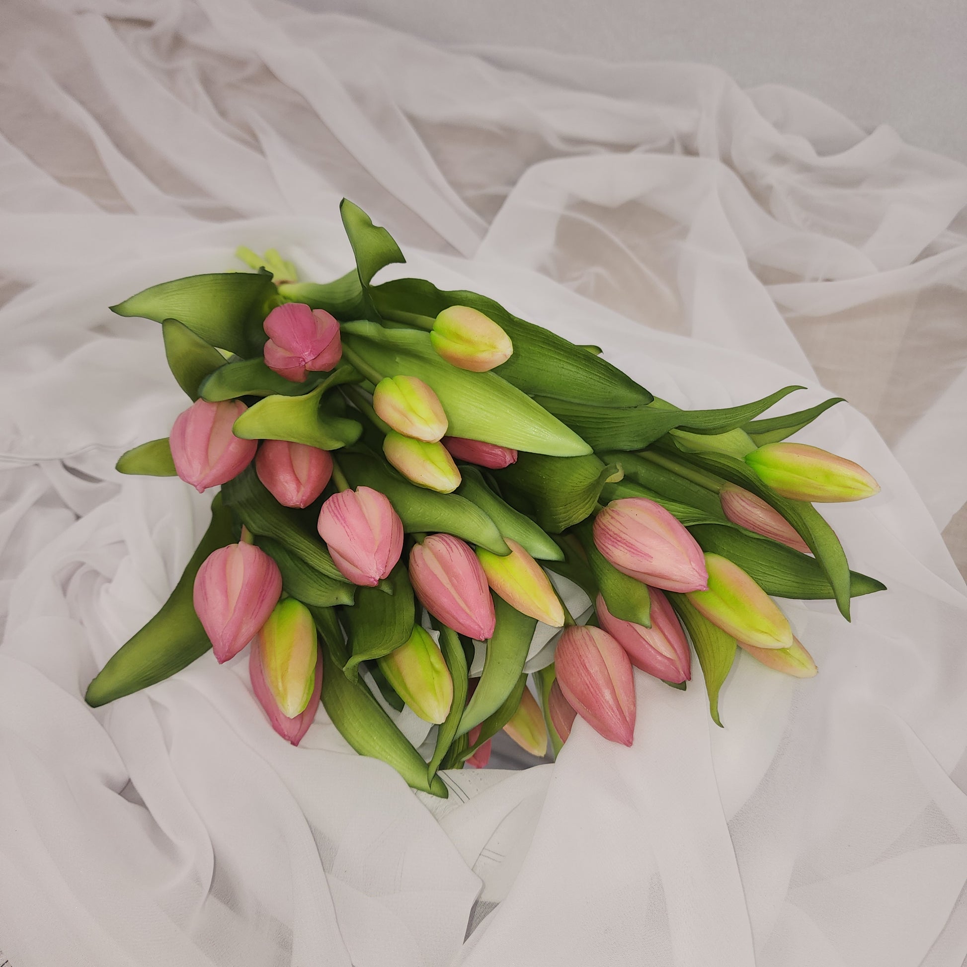 Pink Real Touch Tulip Bunch - Realistic Artificial Flowers