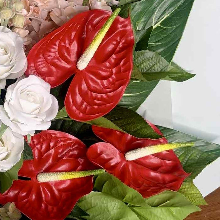 The Scarlet Stem - Realistic Artificial Anthurium Arrangement