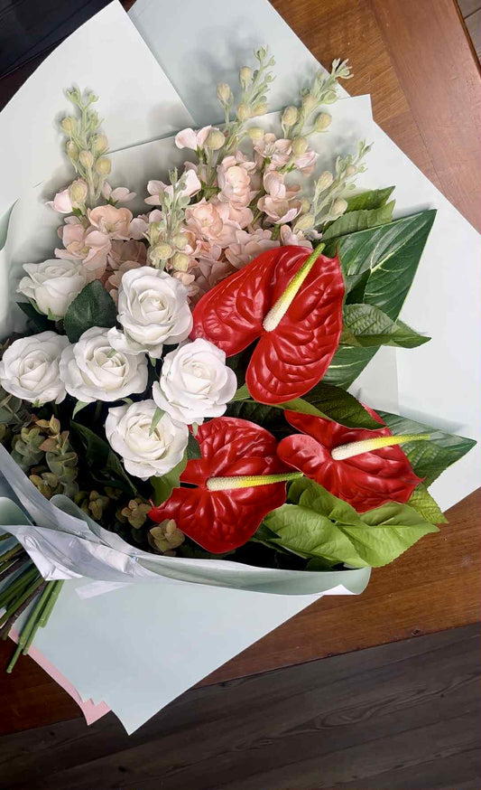 The Scarlet Stem - Realistic Artificial Anthurium Arrangement