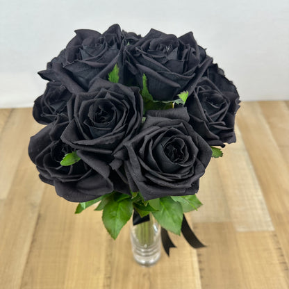 Black Rose Bouquet  - Real Touch Bridal