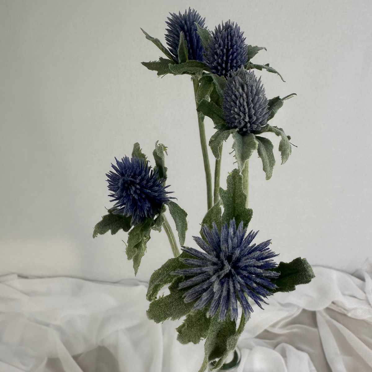 Small Deep Blue Thistle Stem – Realistic Artificial Flowers