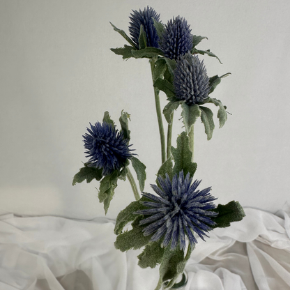 Small Deep Blue Thistle Stem – Realistic Artificial Flowers
