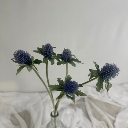 Small Deep Blue Thistle Stem – Realistic Artificial Flowers