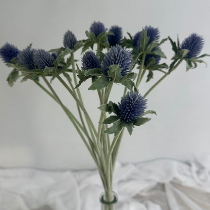 Small Deep Blue Thistle Stem – Realistic Artificial Flowers