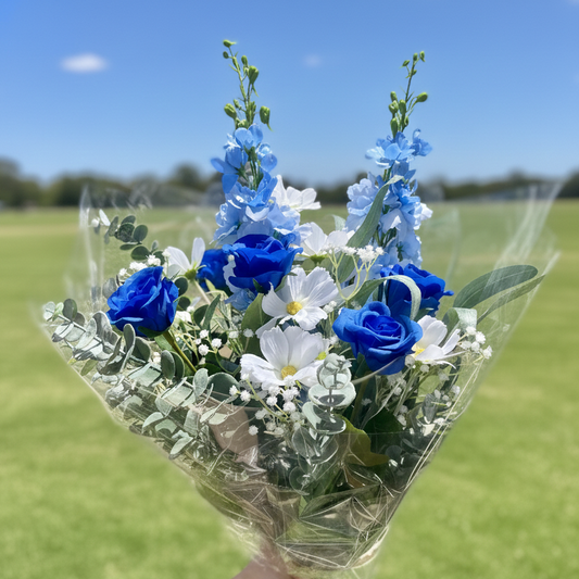 Beautiful Blue Bouquet -Real Touch Blooms