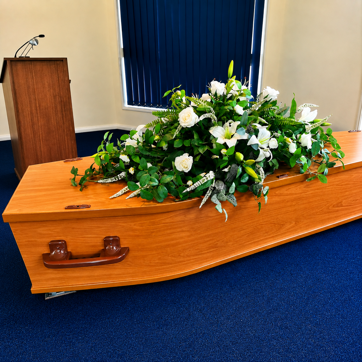 Casket Spray in White Artificial Flowers for Funeral