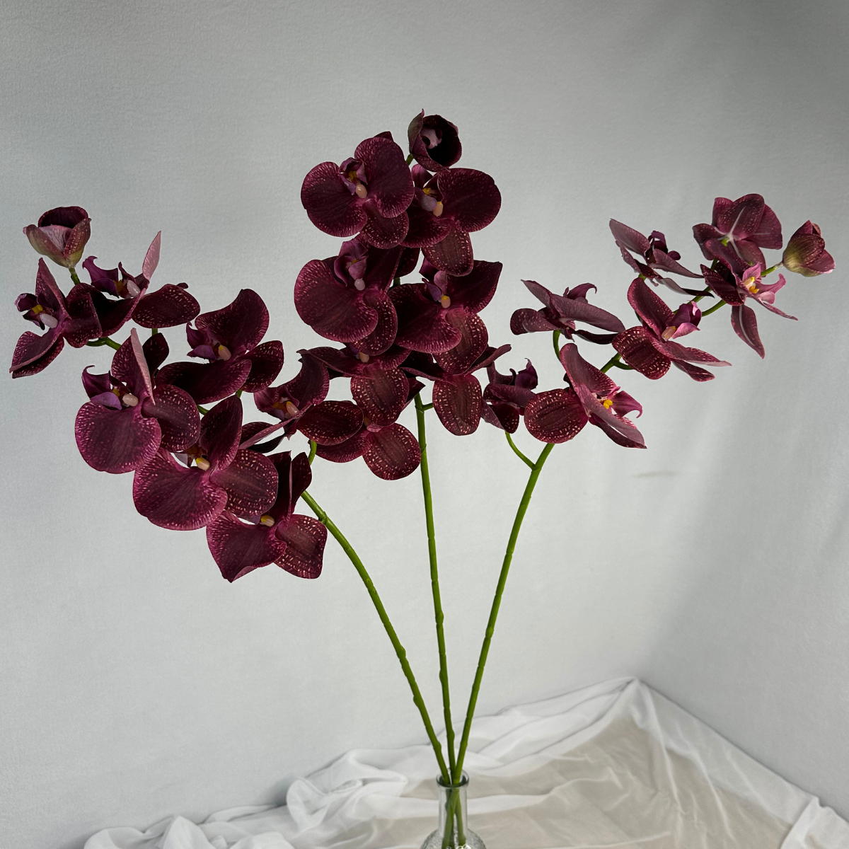 Deep Burgundy Phalaenopsis Orchid Stem-Realistic Artificial Flowers