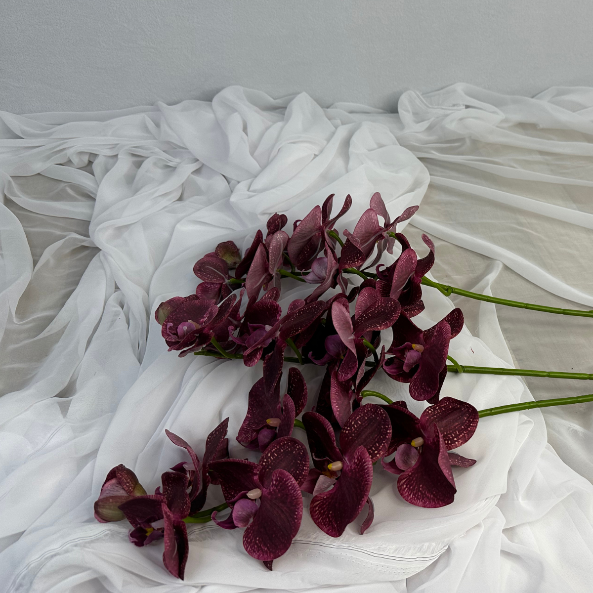 Deep Burgundy Phalaenopsis Orchid Stem-Realistic Artificial Flowers