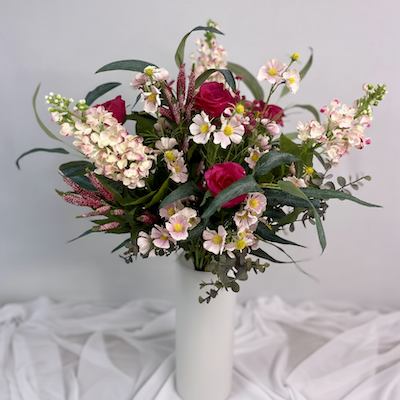 Fuchsia Rose Bouquet -Real Touch Blooms